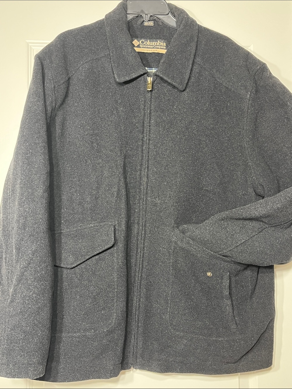 Columbia Wool Blend Zip Jacket Men’s XXL Plaid Lined Black Coat Insulated